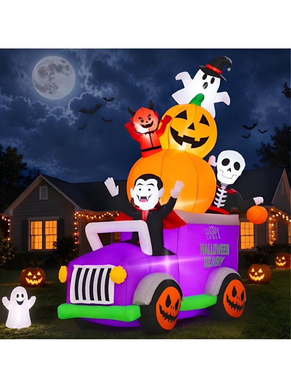 8FT Parade Truck Halloween Inflatable, Outdoor Yard Lawn Decor